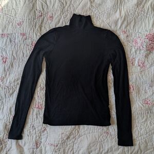Ribbed Black Turtleneck Long Sleeve Top